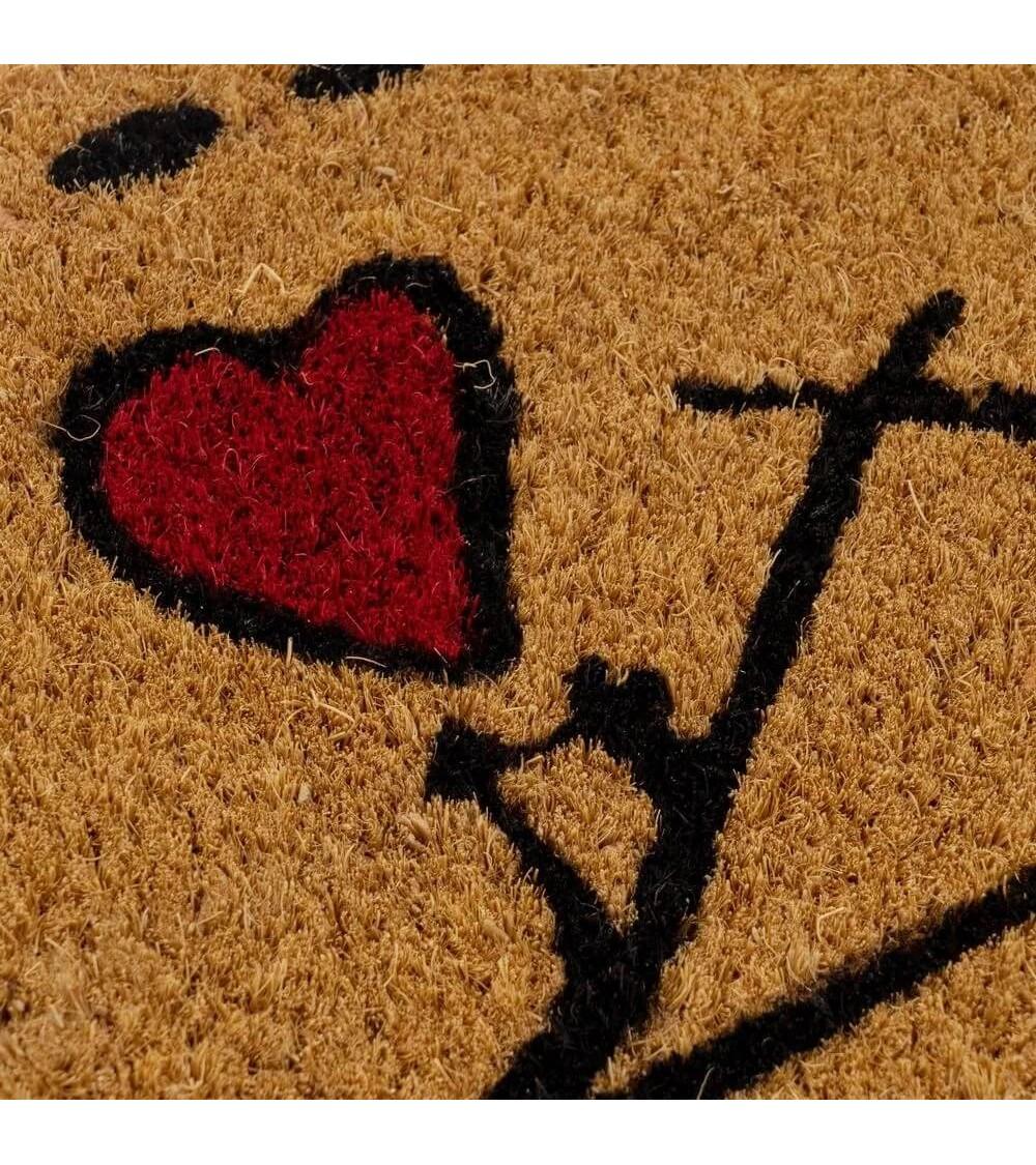 Dcasa Felpudo Antideslizante Love Y Home De Fibra De Coco Natural De 60x40 Cm