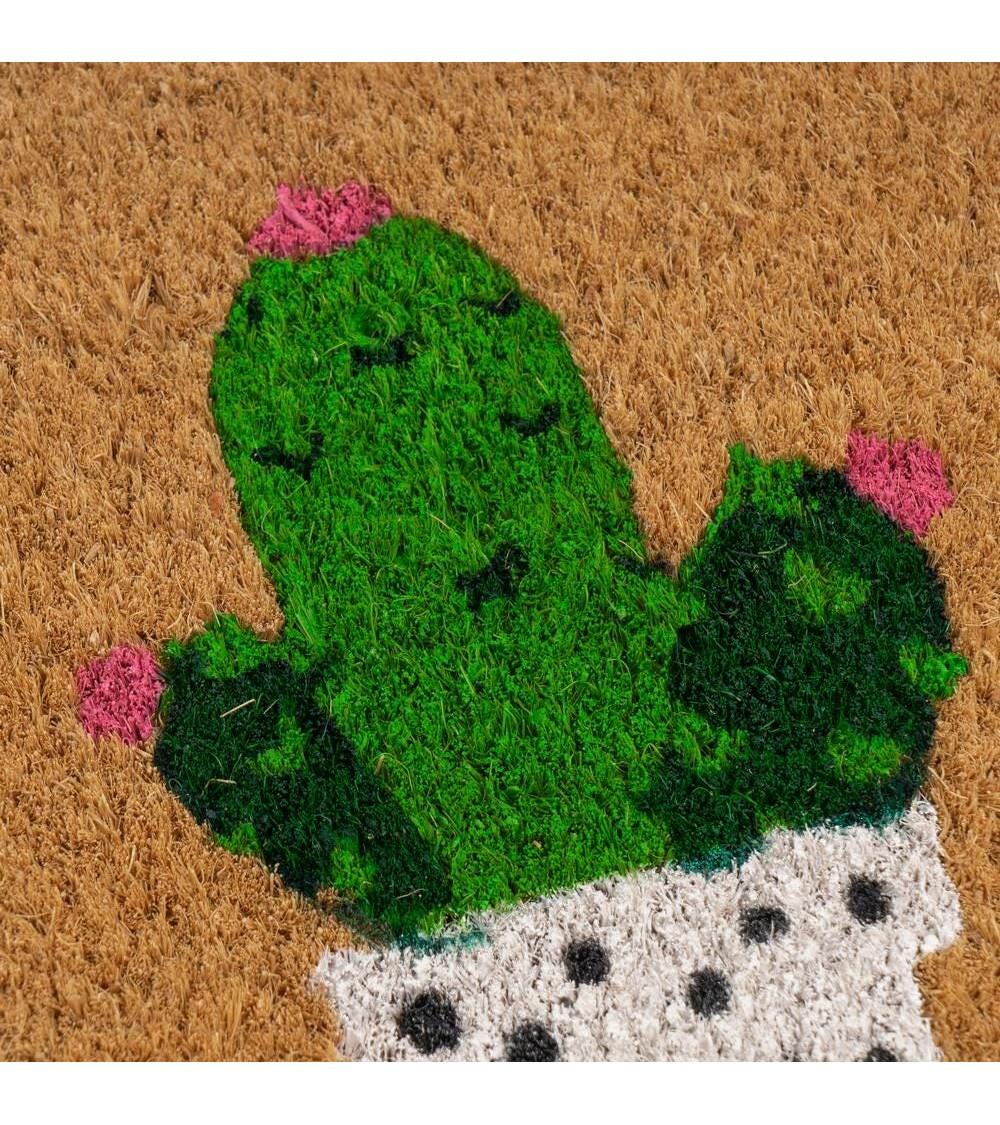 Dcasa Felpudo Antideslizante Marrón Cactus De Fibra De Coco Natural De 25x75 Cm