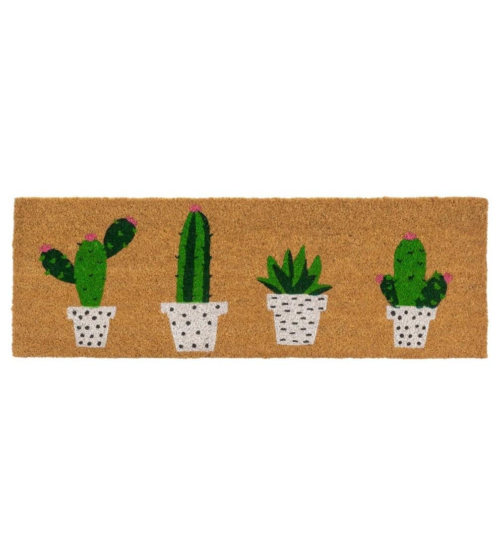 Dcasa Felpudo antideslizante marrón Cactus de fibra de coco natural de 25x75 cm
