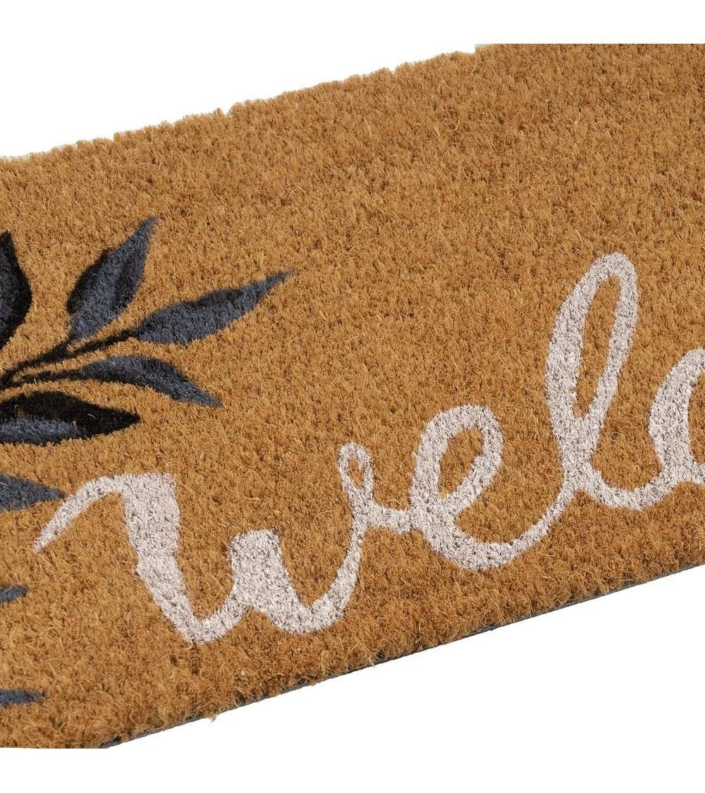 Dcasa Felpudo Antideslizante Marrón Welcome De Fibra De Coco Natural De 25x75 Cm