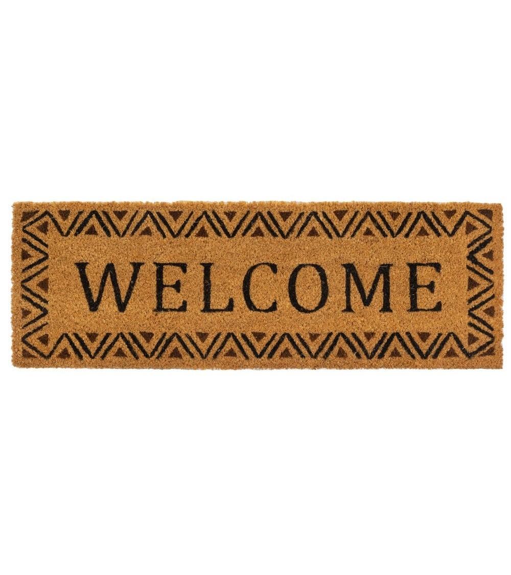 Dcasa Felpudo antideslizante marrón welcome de fibra de coco natural de 25x75 cm