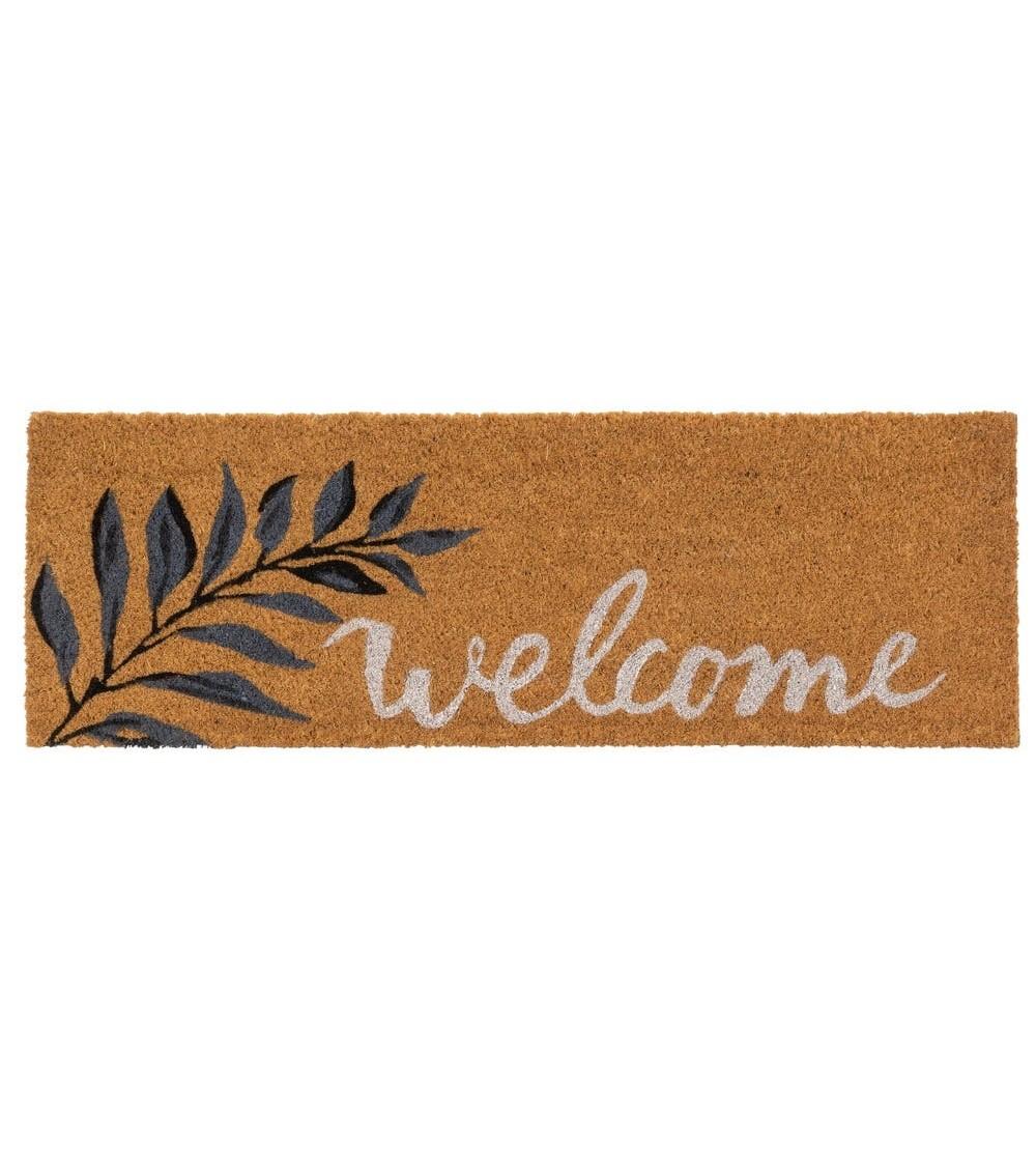 Dcasa Felpudo antideslizante marrón welcome de fibra de coco natural de 25x75 cm