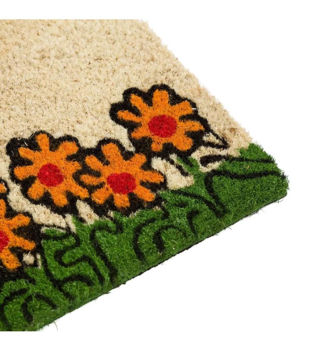 Dcasa Felpudo Antideslizante Naranja De Fibra De Coco Natural De 40x60 Cm