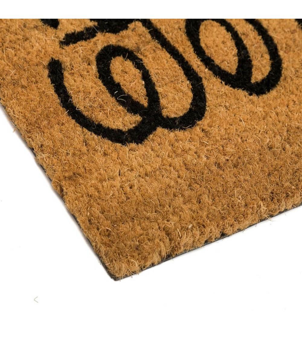 Dcasa Felpudo Antideslizante Negro De Fibra De Coco Natural Gatitos De 40x60 Cm