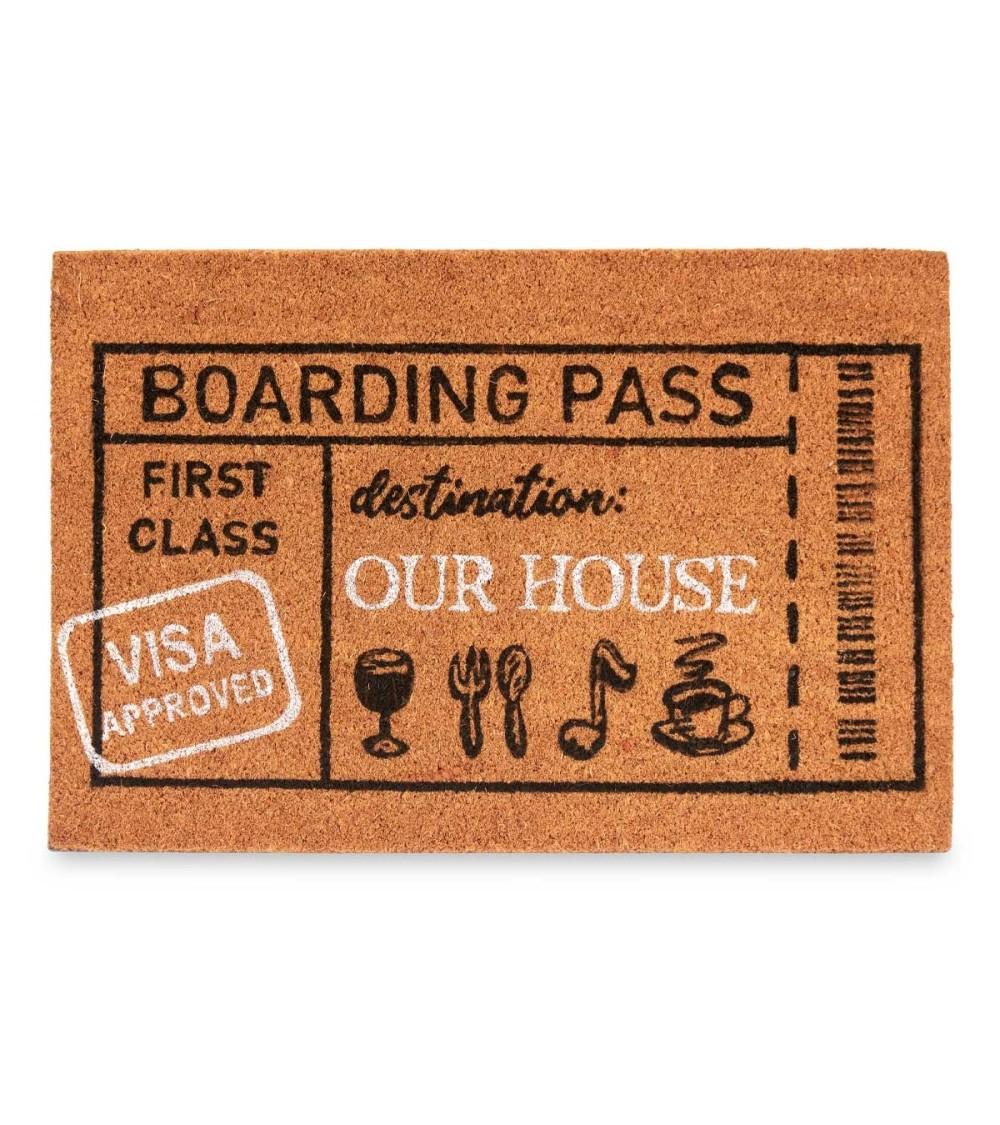 Dcasa Felpudo antideslizante original de fibra de coco natural tarjeta de embarque 40x60