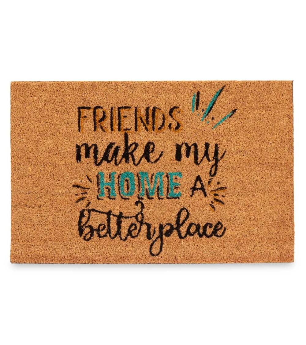 Dcasa Felpudo antideslizante original de fibra de coco natural amigos 40x60