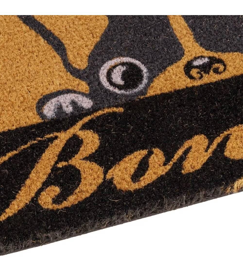 Dcasa Felpudo Antideslizante Perro Negro De Fibra De Coco Natural De 60x40 Cm