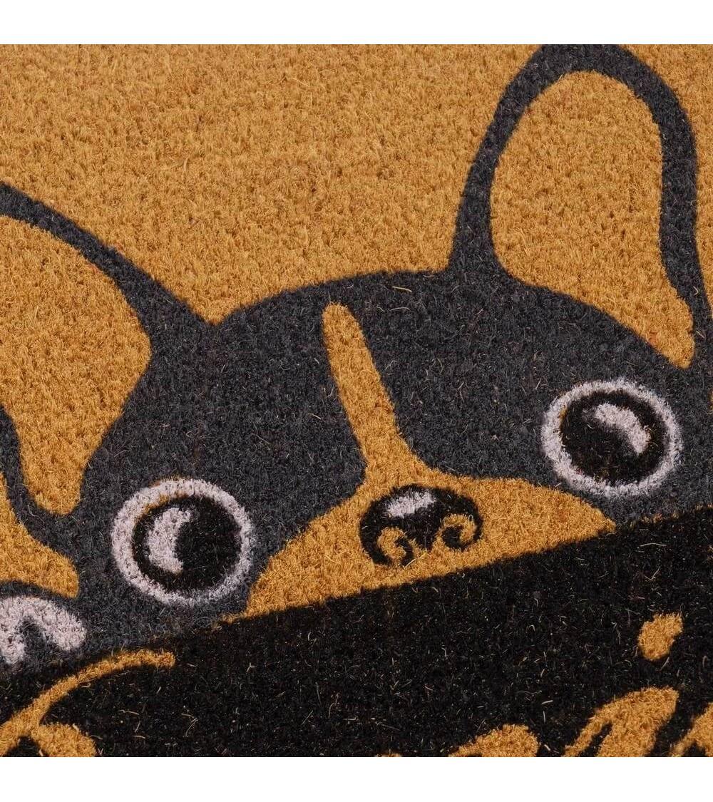 Dcasa Felpudo Antideslizante Perro Negro De Fibra De Coco Natural De 60x40 Cm