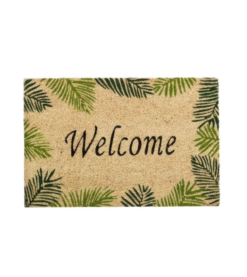 Dcasa Felpudo antideslizante verde fibra de coco natural de 40x60cm