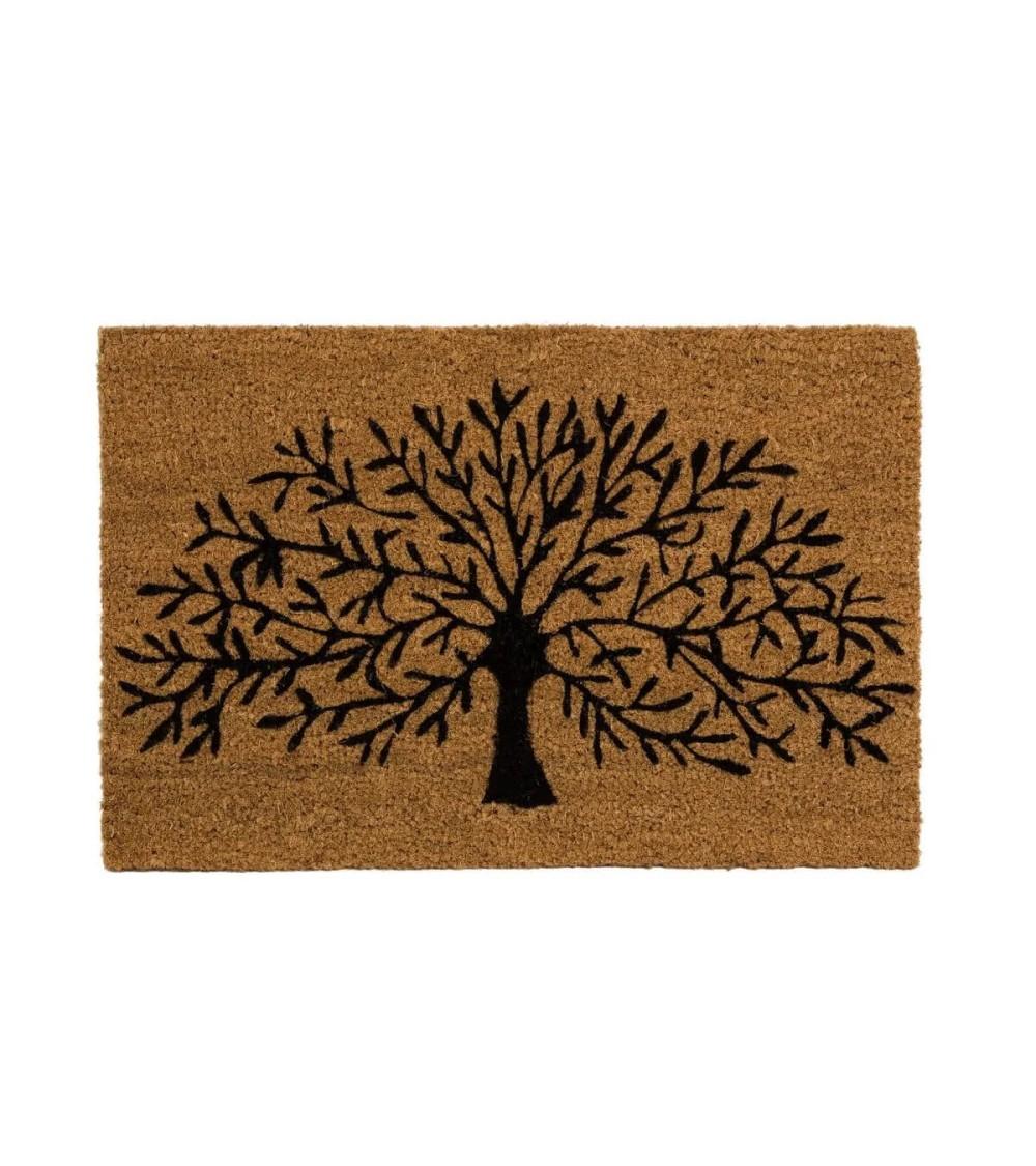Dcasa Felpudo de Árbol de la Vida marrón de fibra de coco natural de 40x60 cm