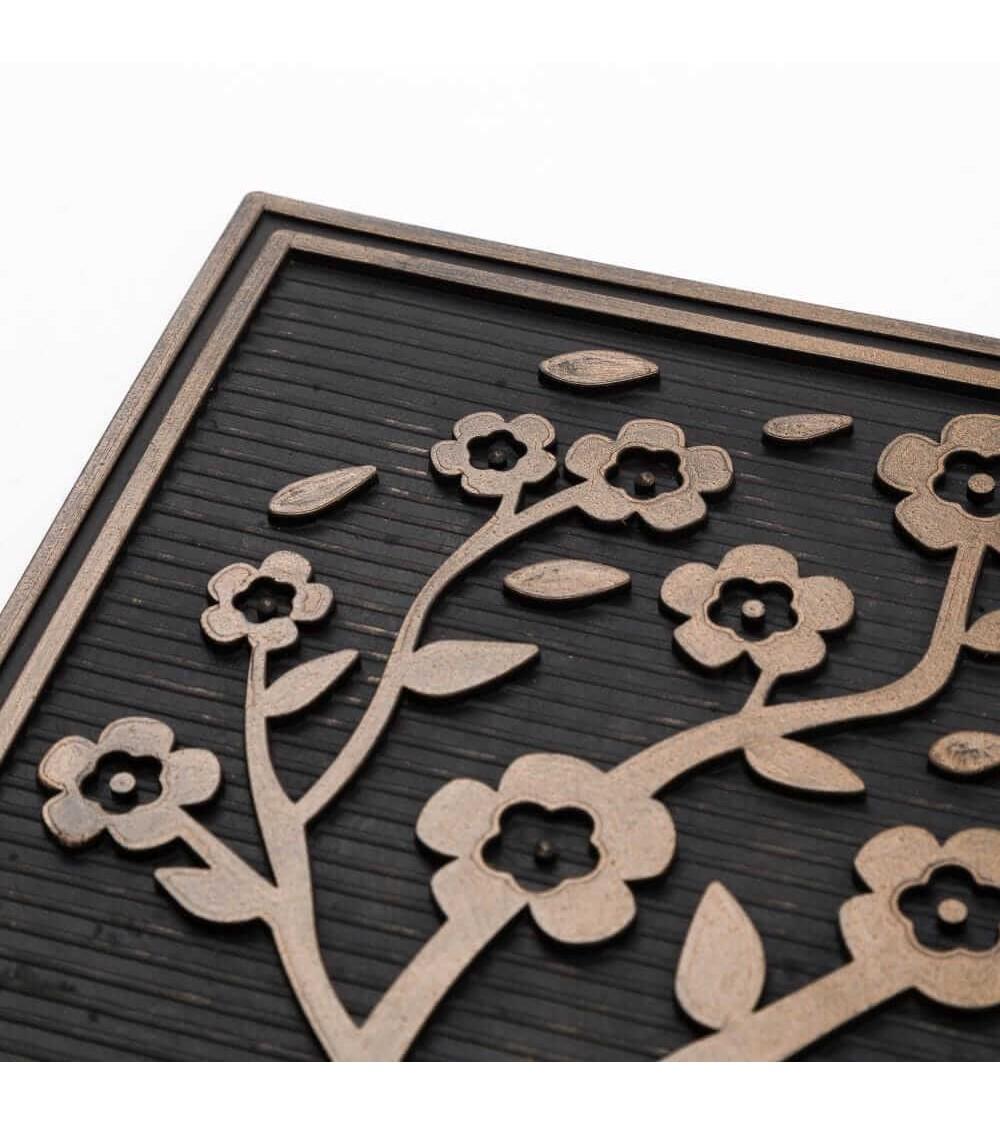 Dcasa Felpudo De Árbol De La Vida Negro Antideslizante De 75x45 Cm