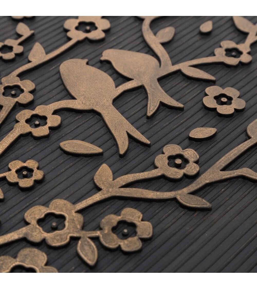 Dcasa Felpudo De Árbol De La Vida Negro Antideslizante De 75x45 Cm