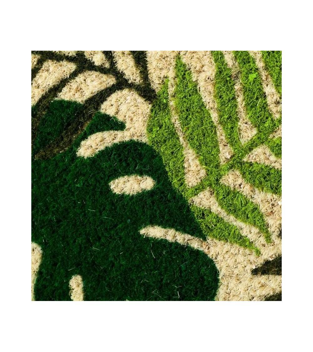 Dcasa Felpudo De Hojas Verde Fibra De Coco Natural De 40x60 Cm