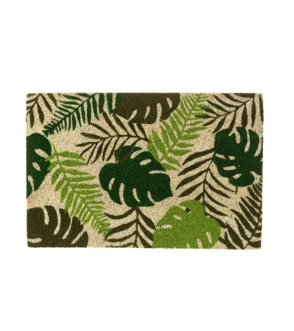 Dcasa Felpudo de hojas verde fibra de coco natural de 40x60 cm