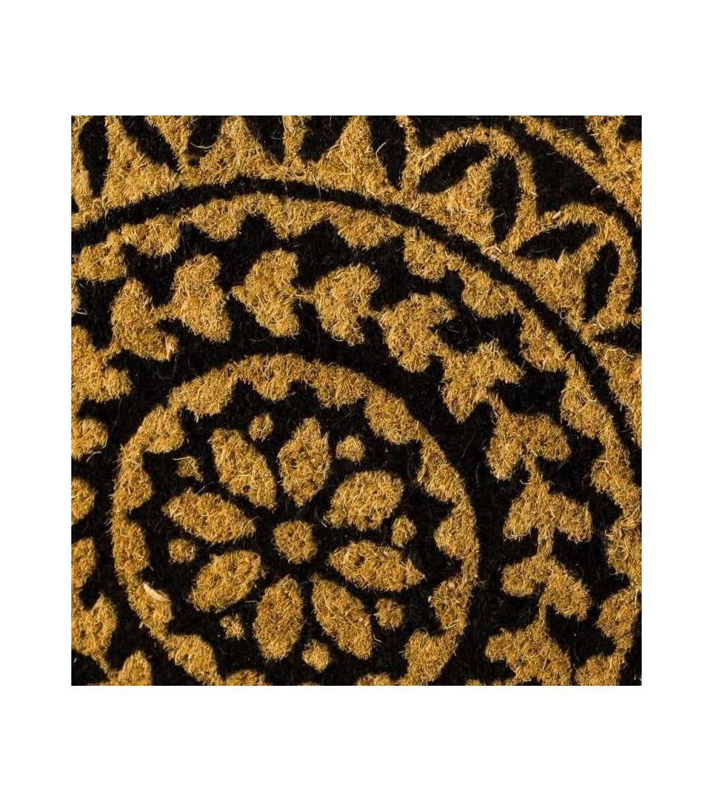 Dcasa Felpudo De Mandala Negro De Fibra De Coco Natural De 40x60 Cm