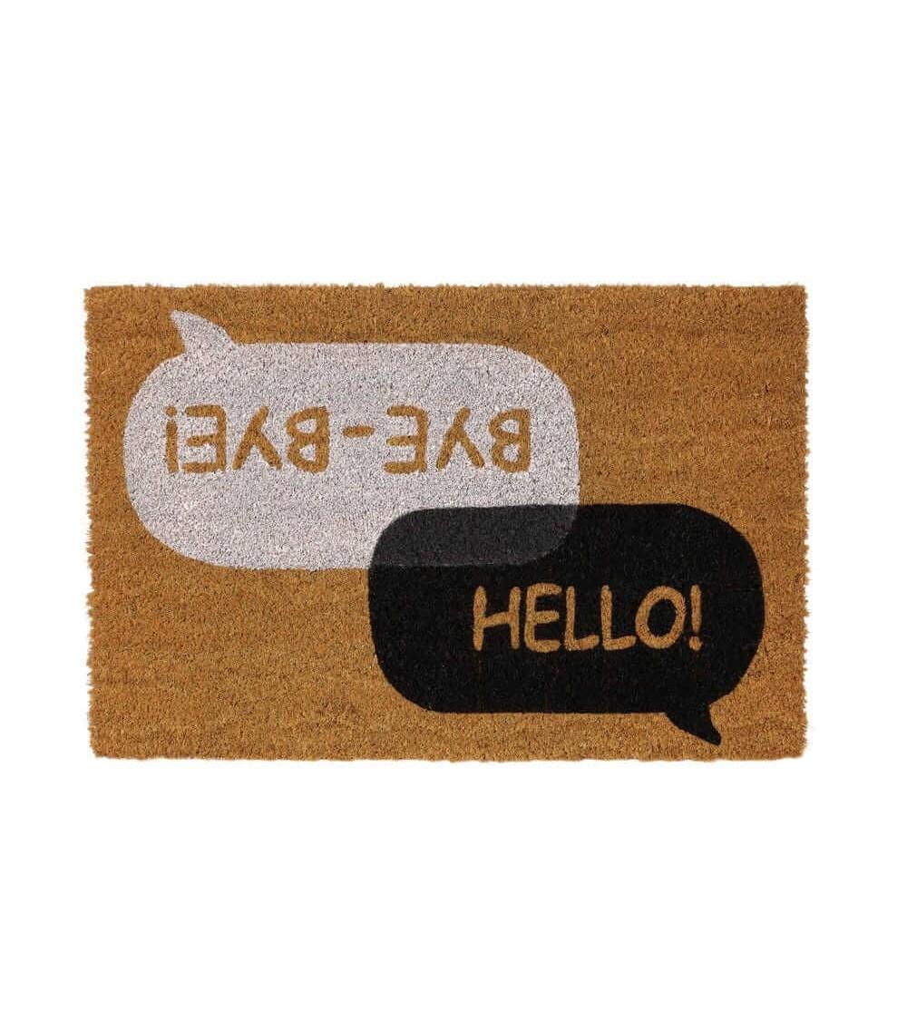 Dcasa Felpudo frases antideslizante blanco y negro de fibra de coco de 60x40 cm