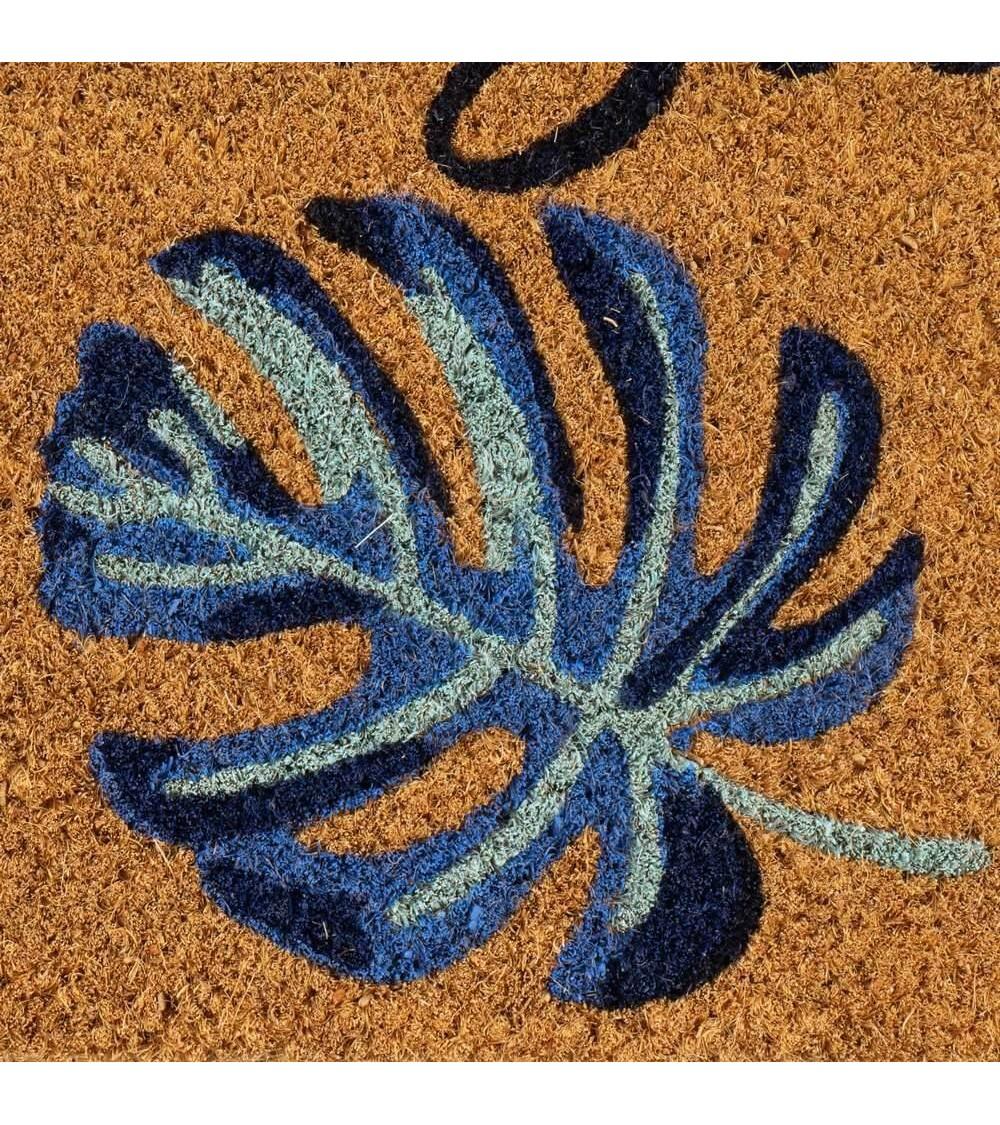 Dcasa Felpudo Hojas Tropical Bienvenidos Marrón De Fibra De Coco Natural De 40x60 Cm
