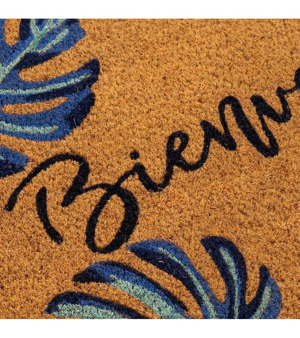 Dcasa Felpudo Hojas Tropical Bienvenidos Marrón De Fibra De Coco Natural De 40x60 Cm