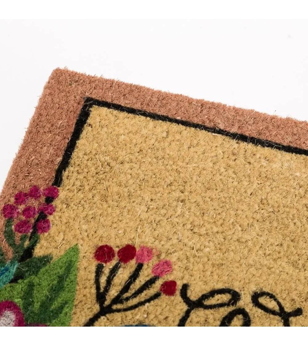 Dcasa Felpudo Rosa De Fibra De Coco Natural De 60x40 Cm