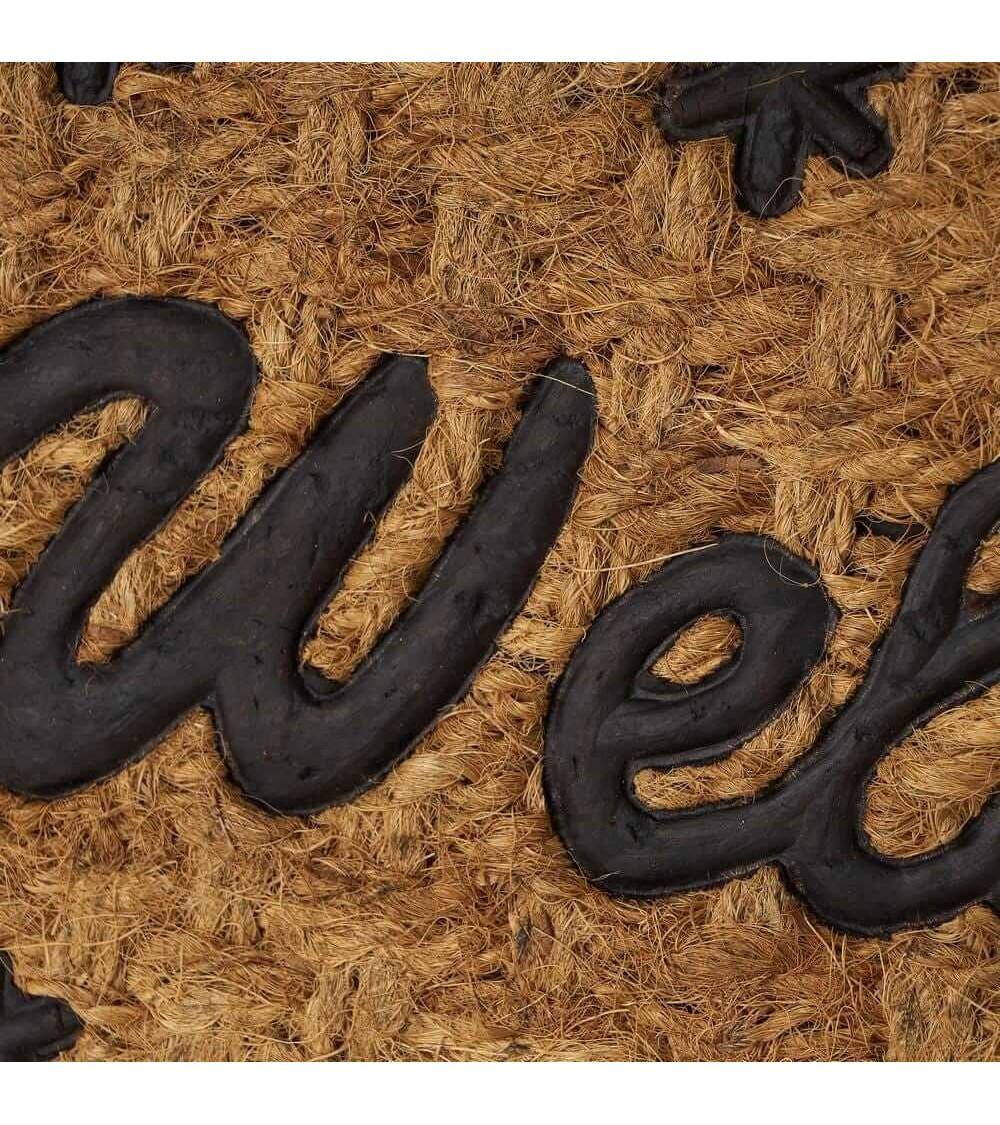 Dcasa Felpudo Welcome Antideslizante Negro Y Marrón De Fibra De Coco De 60x40 Cm