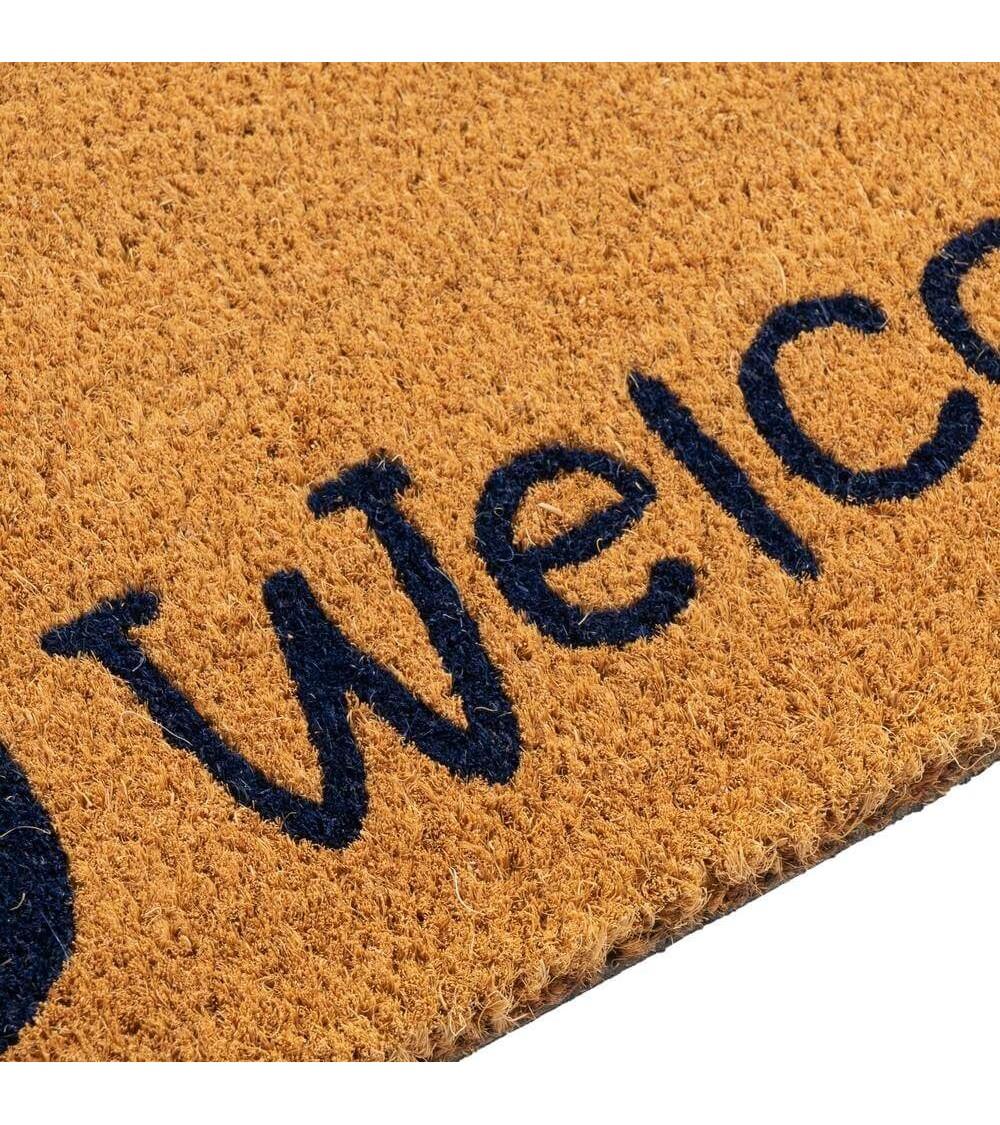 Dcasa Felpudo Welcome Jarron Con Flores Marrón De Fibra De Coco Natural De 40x60 Cm