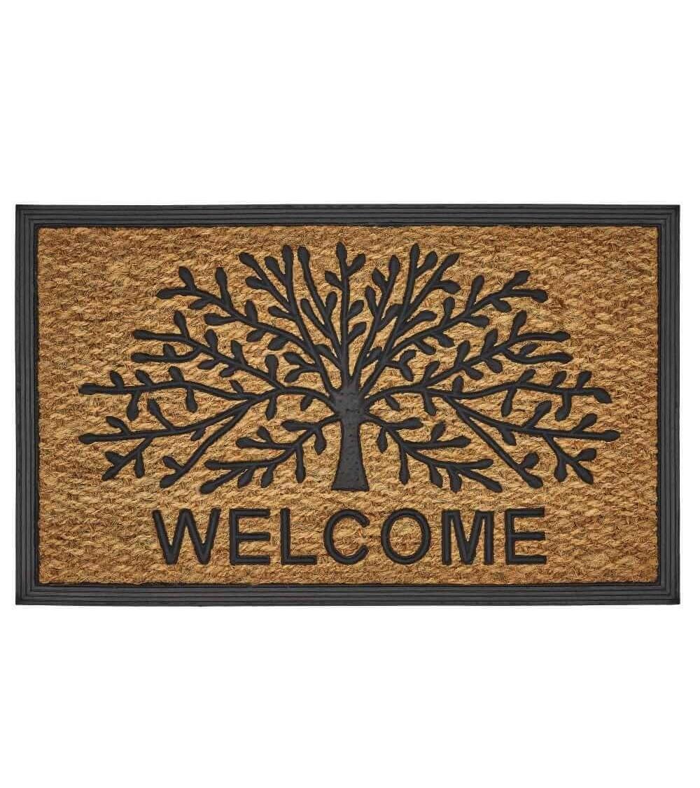 Dcasa Felpudos de Árbol de la vida de fibra de coco natural y goma de 75x45 cm