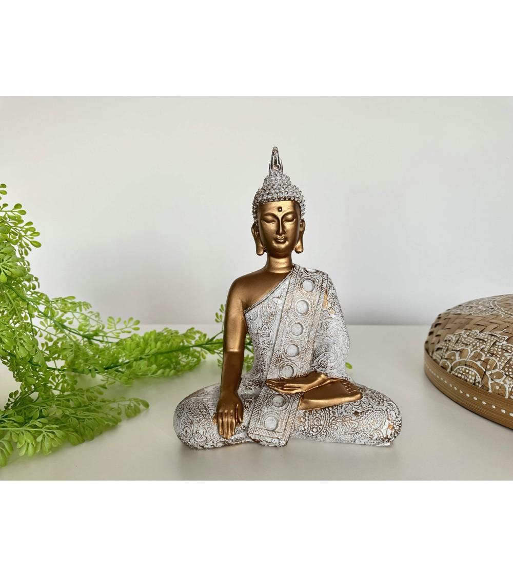 Dcasa Figura Buda De Suerte Sentado Poliresina Para Decoracion Dorado