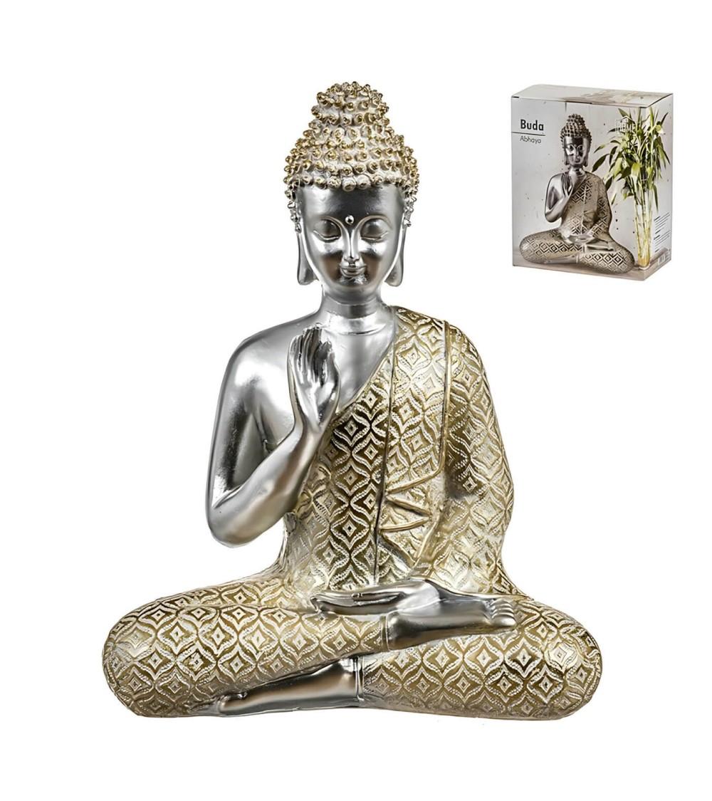 Dcasa Figura Buda De Suerte Sentado Poliresina Para Decoracion Abhaya Dorado