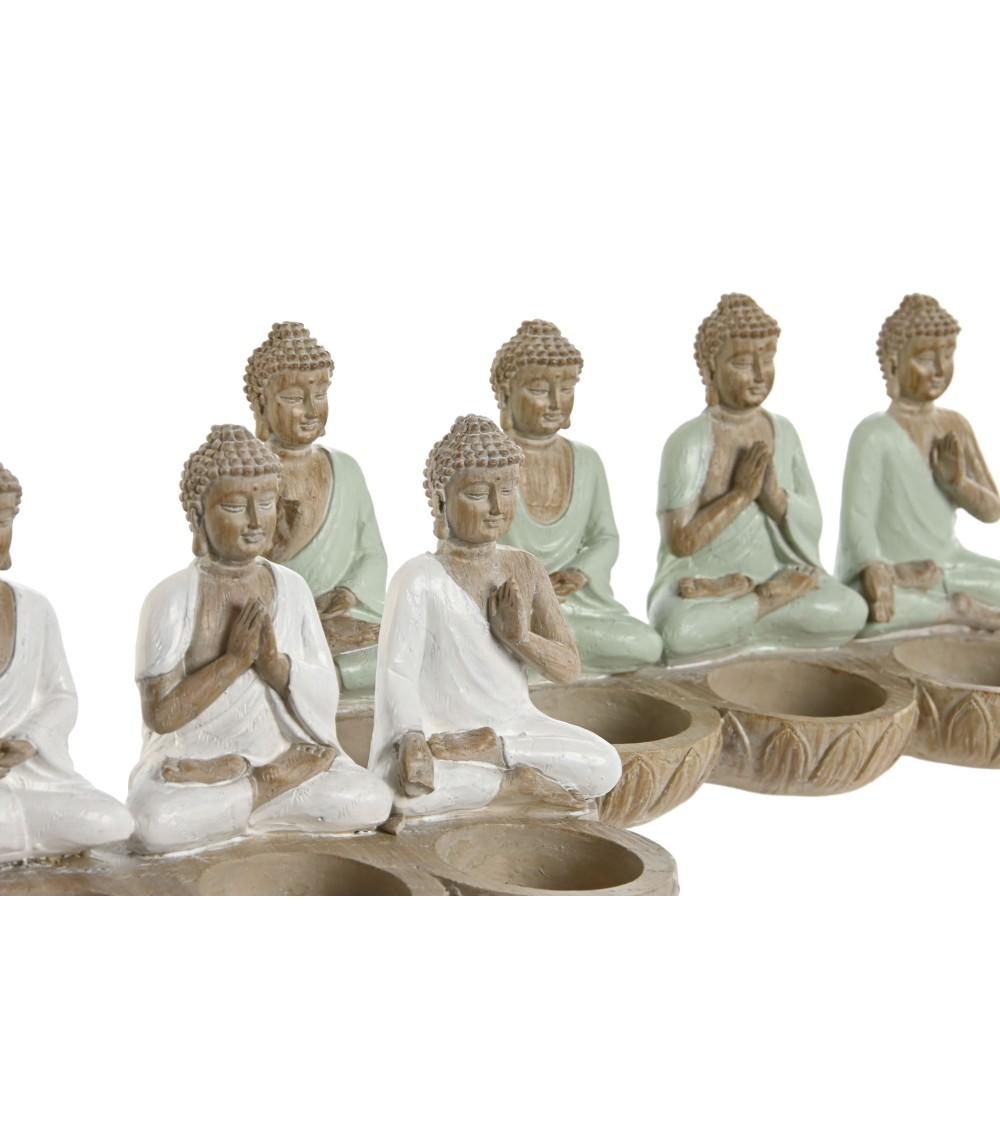 Dcasa Figura Buda De Suerte Sentado Resina Para Decoracion De Mesa Con Portavelas