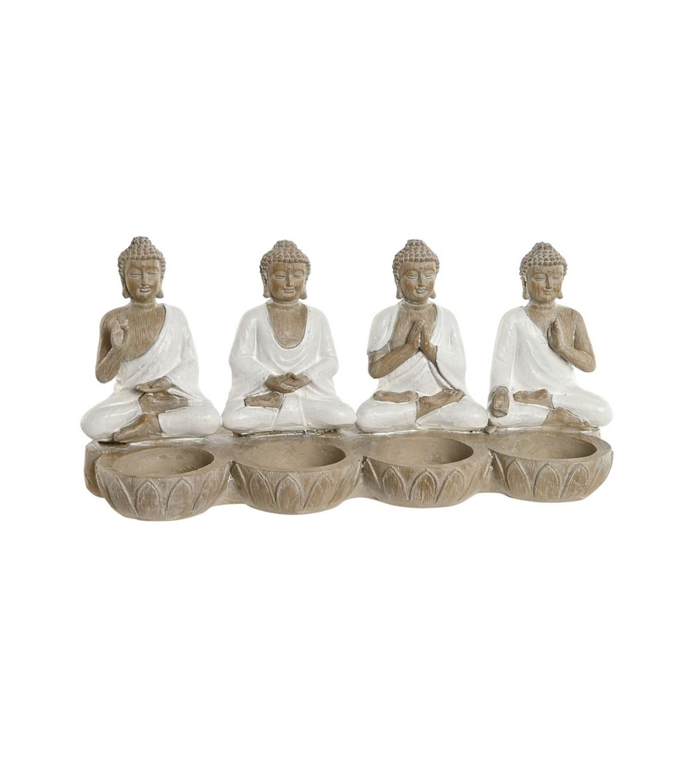Dcasa Figura buda de suerte sentado resina para decoracion de mesa con portavelas