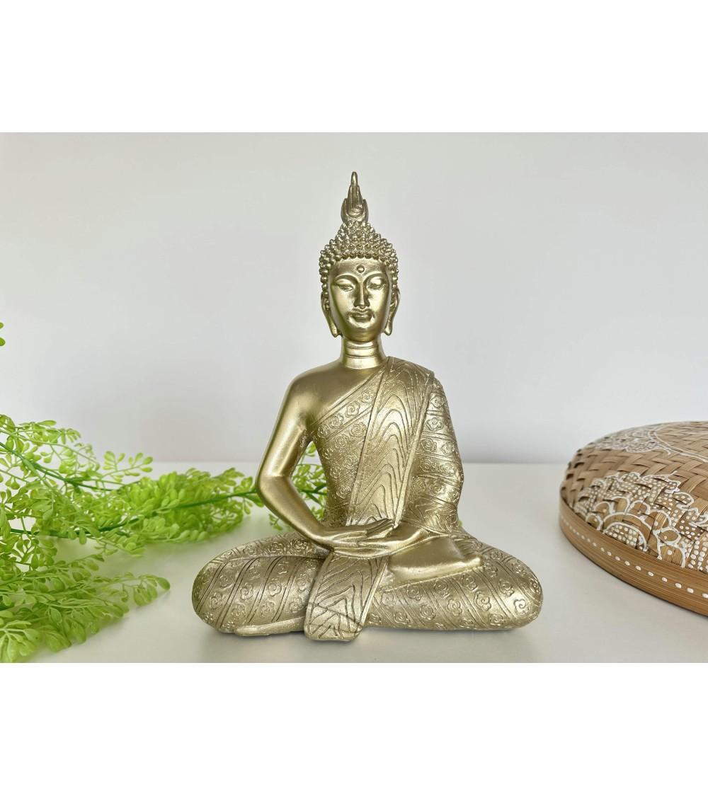 Dcasa Figura Buda De Suerte Sentado Resina Para Decoracion Dhyana Dorado