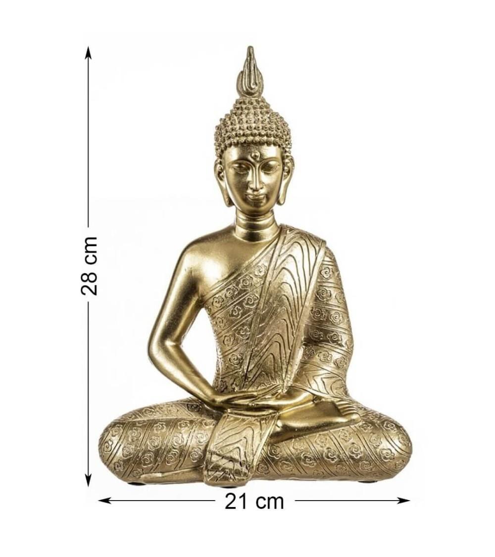 Dcasa Figura Buda De Suerte Sentado Resina Para Decoracion Dhyana Dorado