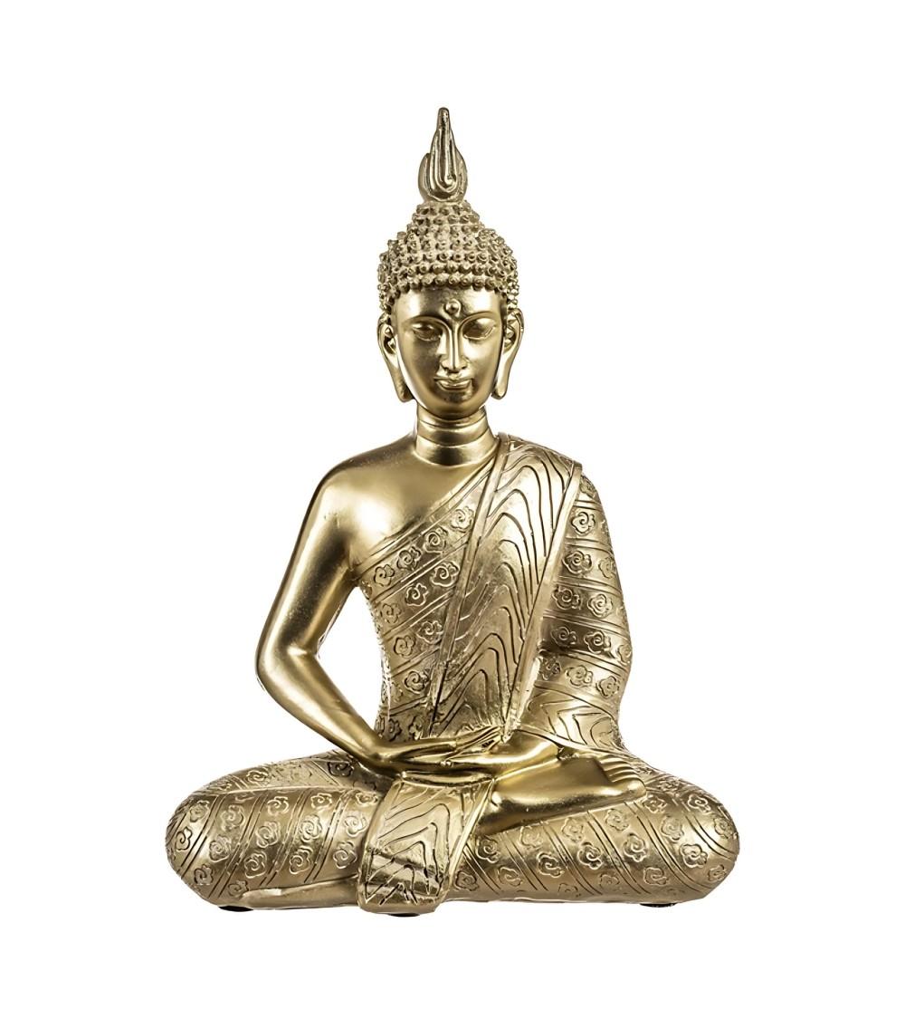 Dcasa Figura buda de suerte sentado resina para decoracion dhyana dorado