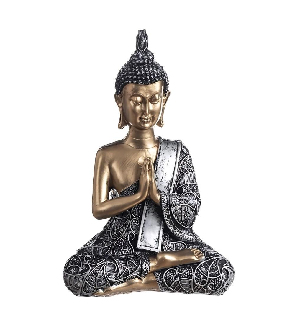Dcasa Figura buda de suerte sentado resina para decoracion gesto mano budista
