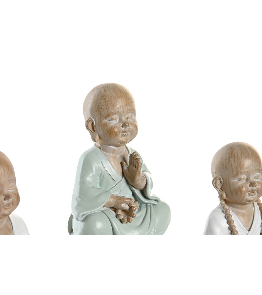 Dcasa Figura Buda De Suerte Sentado Tronco Resina Para Decoracion De Mesa 4 Monjes