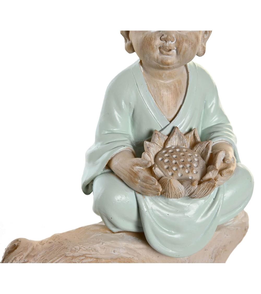 Dcasa Figura Buda De Suerte Sentado Tronco Resina Para Decoracion De Mesa 4 Monjes