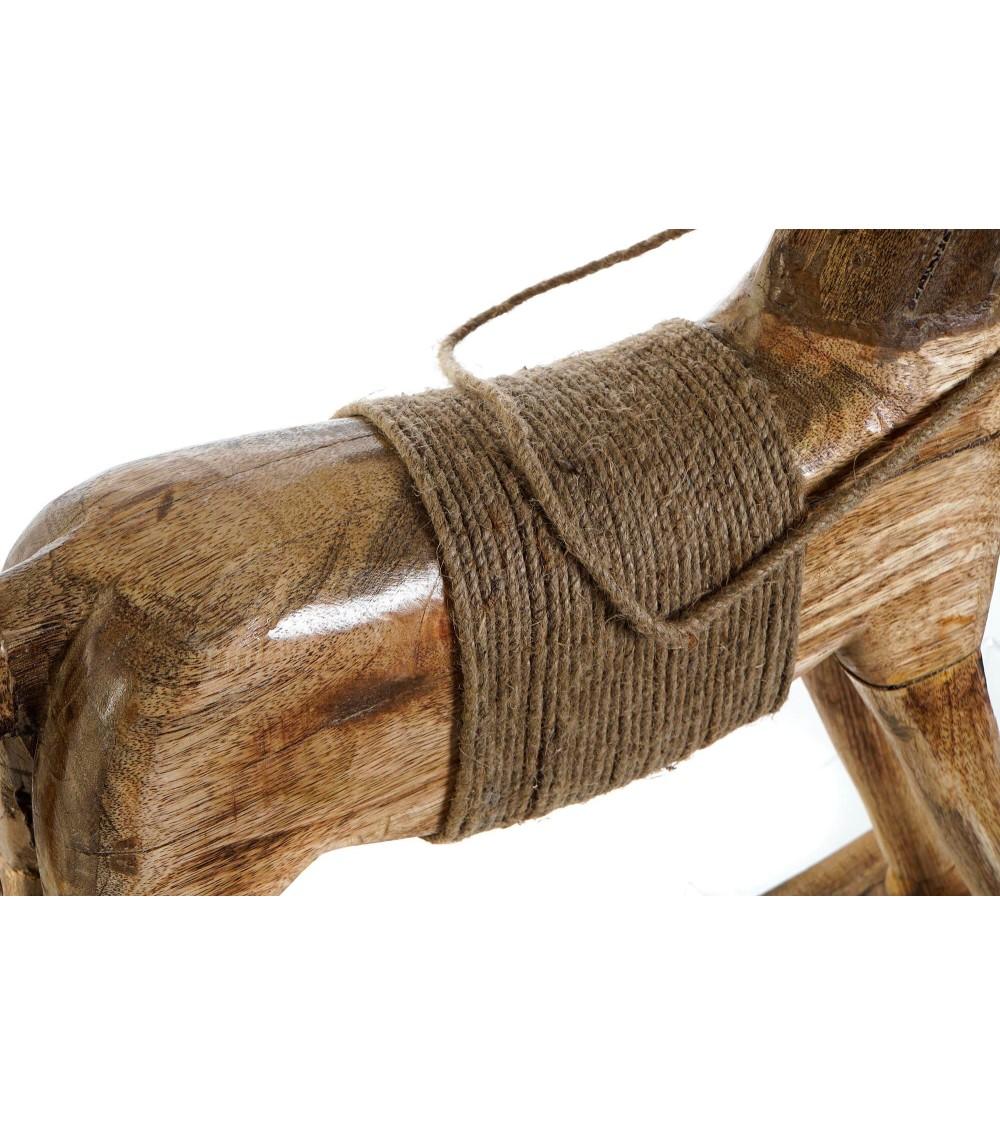 Dcasa Figura Caballo De Madera Natural Colo Marron Claro Para Mesa