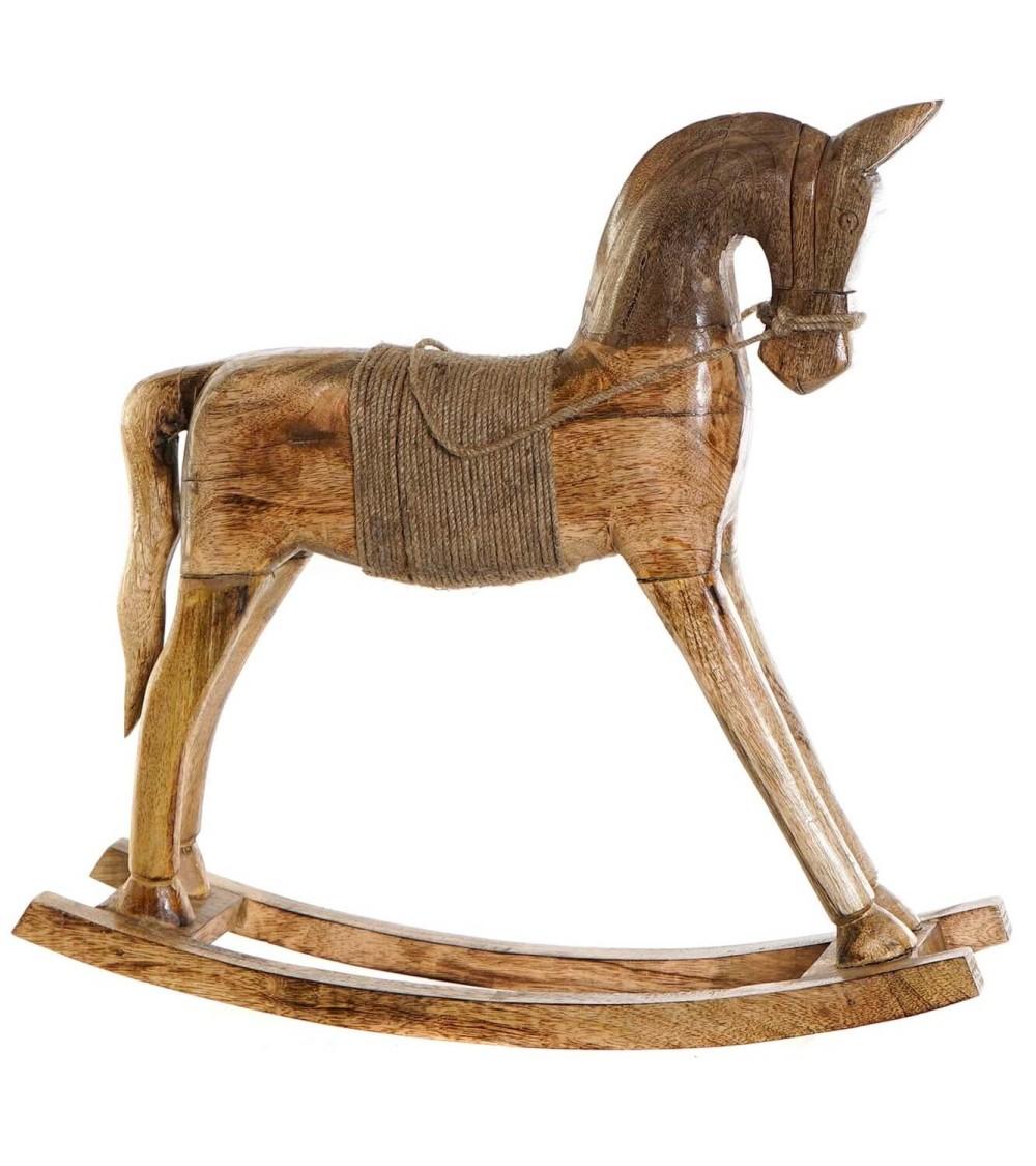 Dcasa Figura caballo de madera natural colo marron claro para mesa