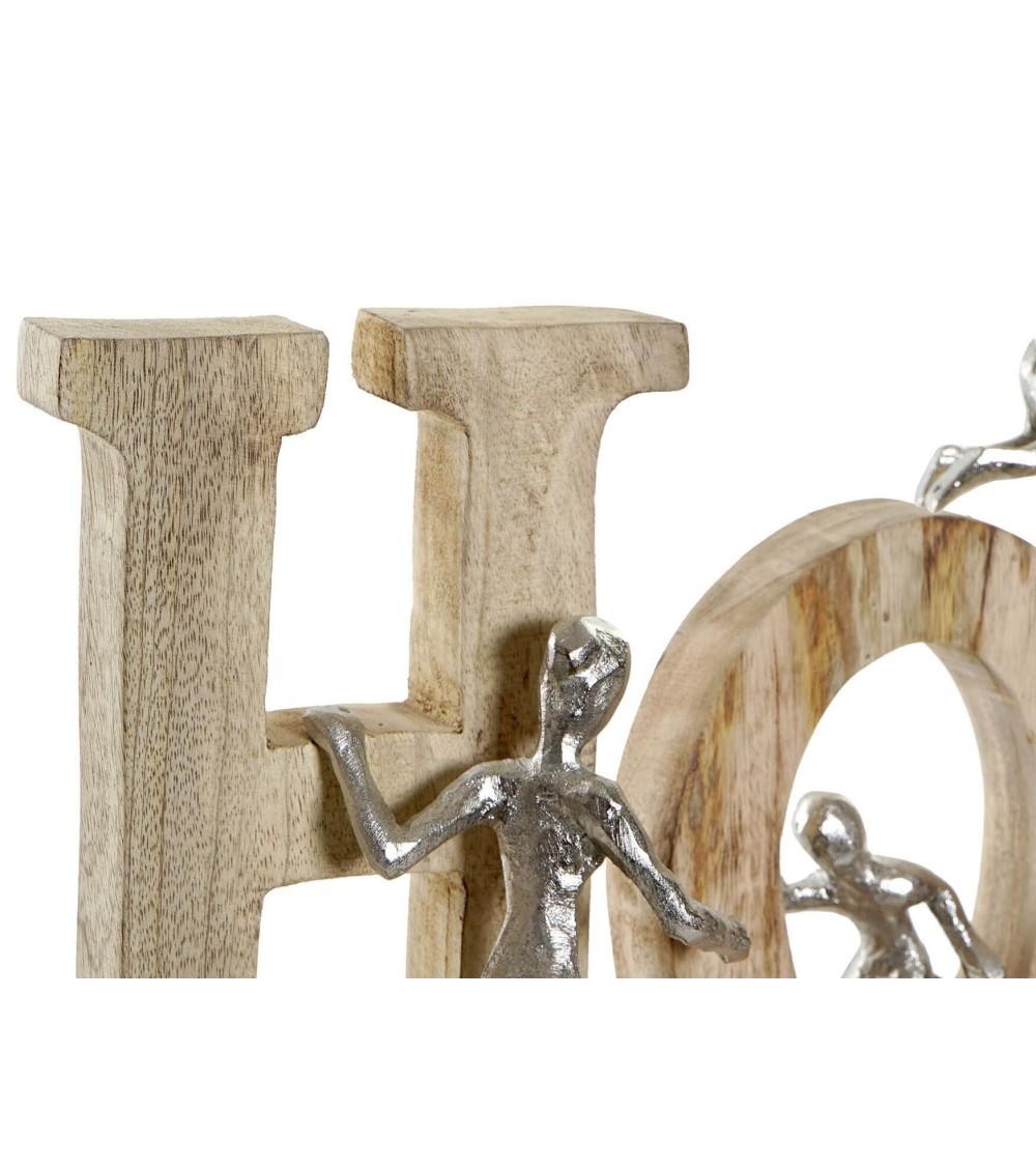 Dcasa Figura De Decoracion Madera Mango Aluminio Sobremesa Home Natural