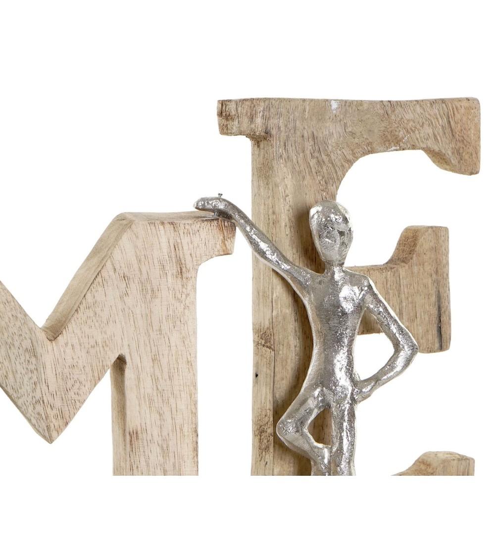 Dcasa Figura De Decoracion Madera Mango Aluminio Sobremesa Home Natural
