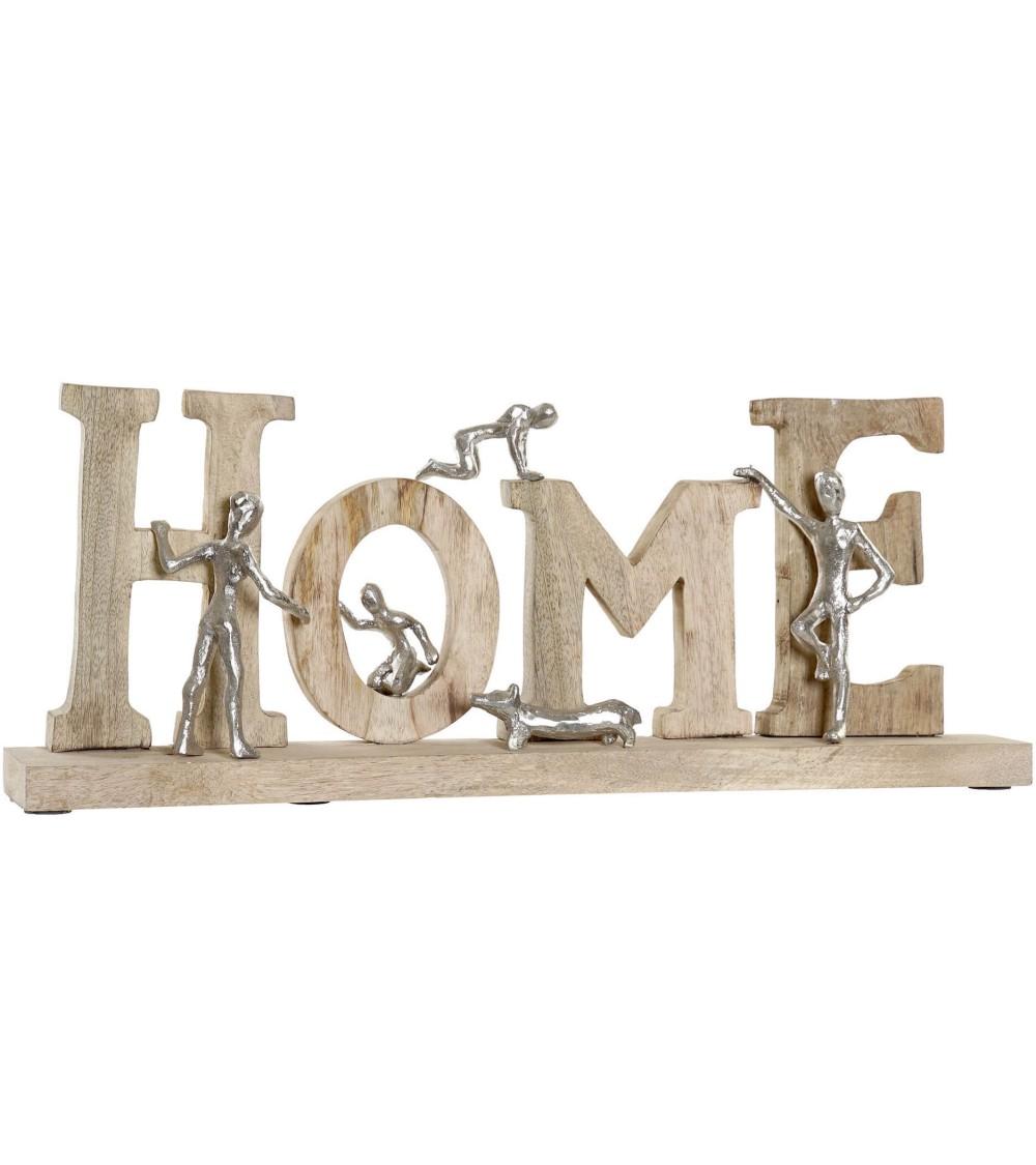 Dcasa Figura de decoracion madera mango aluminio sobremesa Home Natural