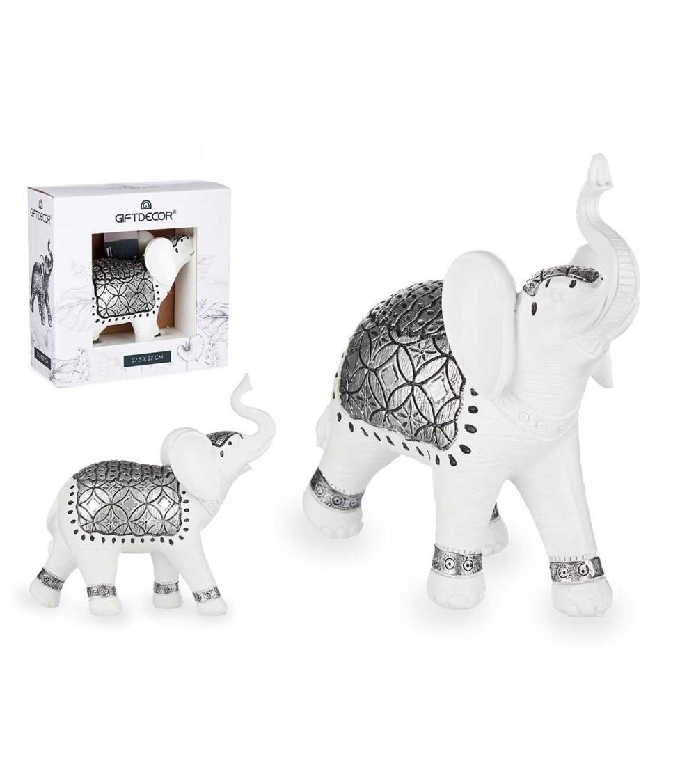 Dcasa Figura De Elefante Resina Suerte Blanco Grande 27 5 Cm