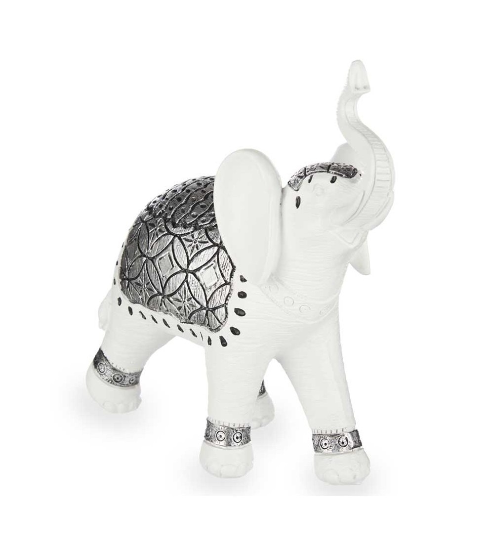Dcasa Figura de elefante resina suerte blanco grande 27 5 cm