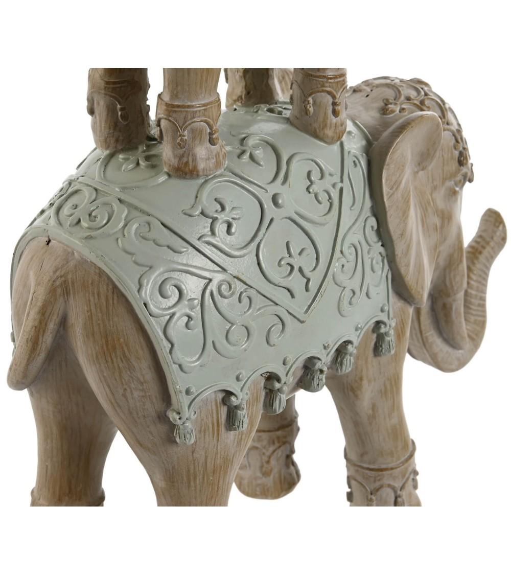 Dcasa Figura De Elefantes Resina Suerte Verde Menta Montando