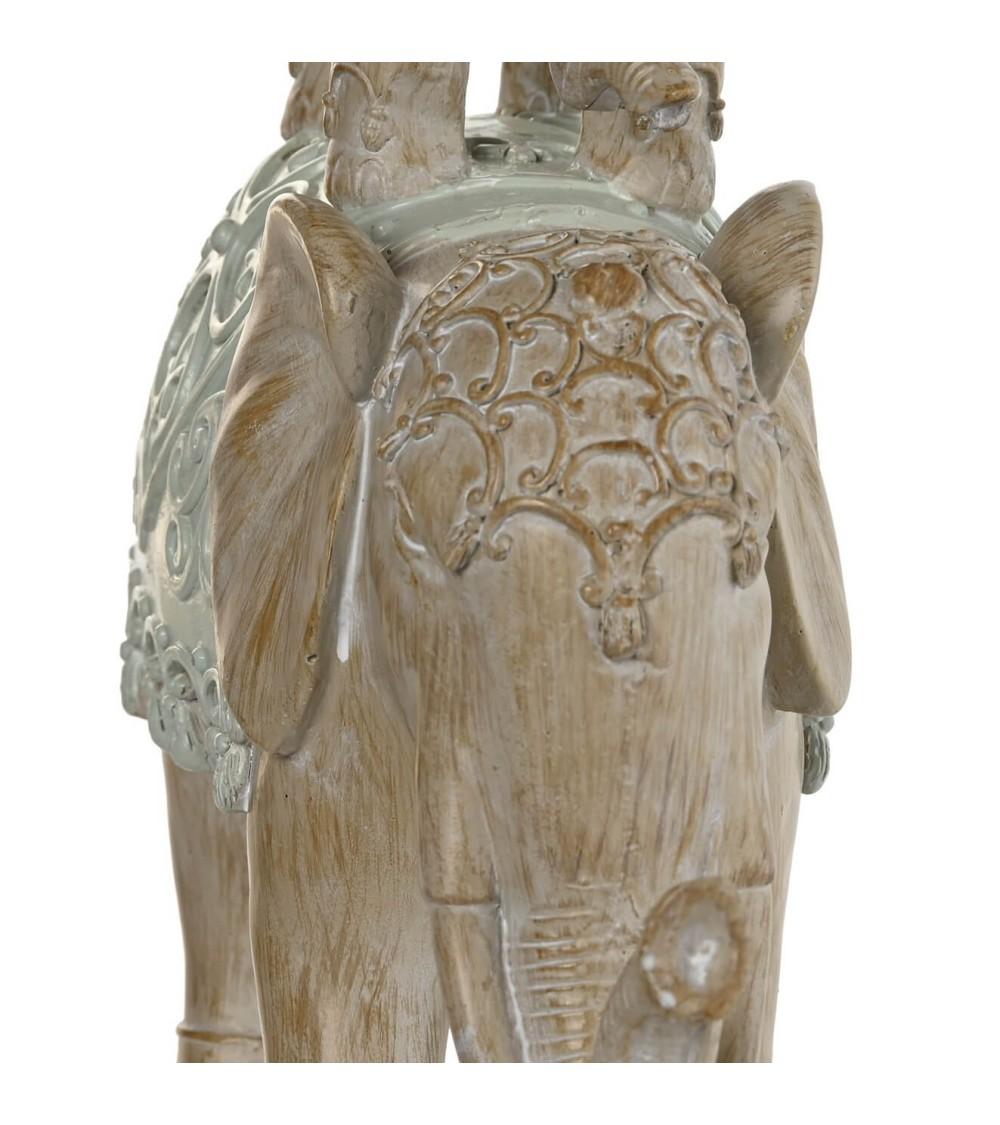 Dcasa Figura De Elefantes Resina Suerte Verde Menta Montando