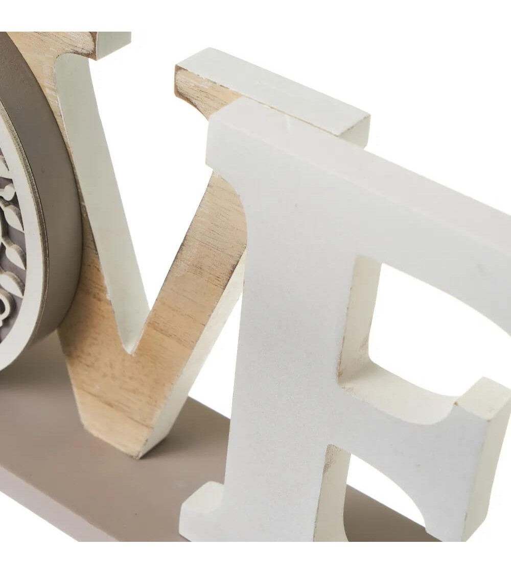 Dcasa Figura Love Árbol De La Vida De Madera Blanca Y Natural De 45x7x17 Cm