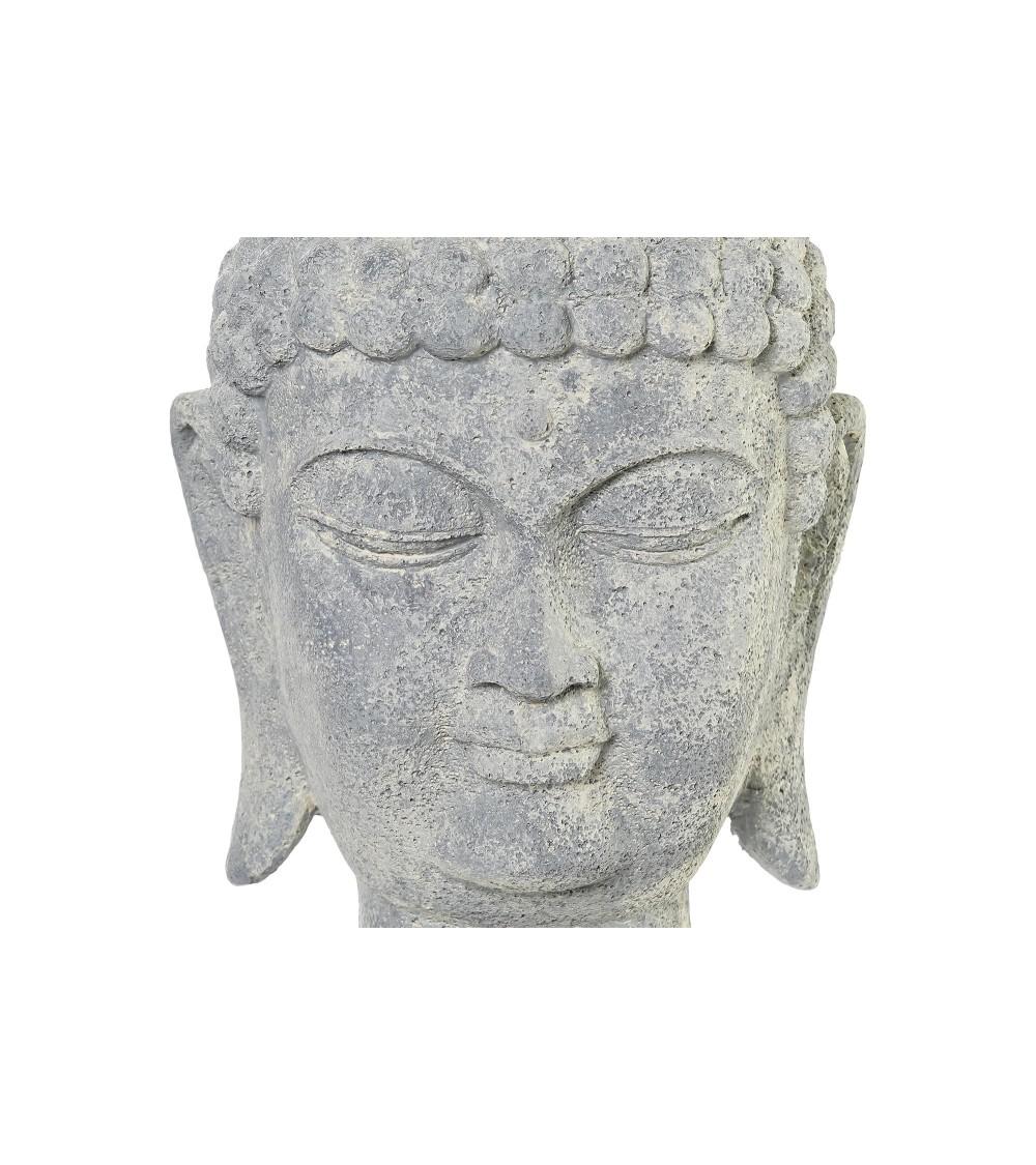Dcasa Figura Resina Cabeza De Buda Gris Para Decoracion De Mesa 22x20x35 Cm