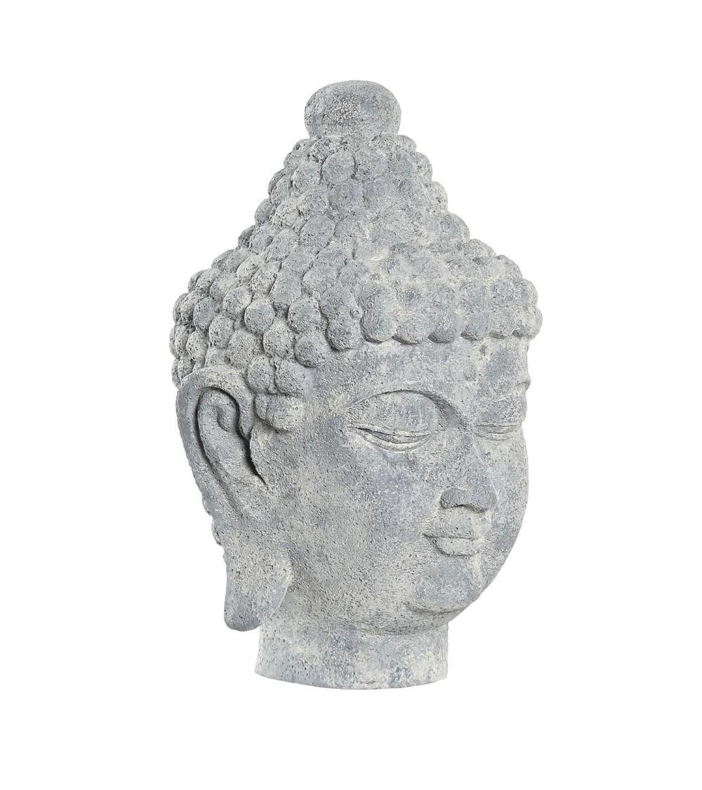 Dcasa Figura resina cabeza de buda gris para decoracion de mesa 22x20x35 cm