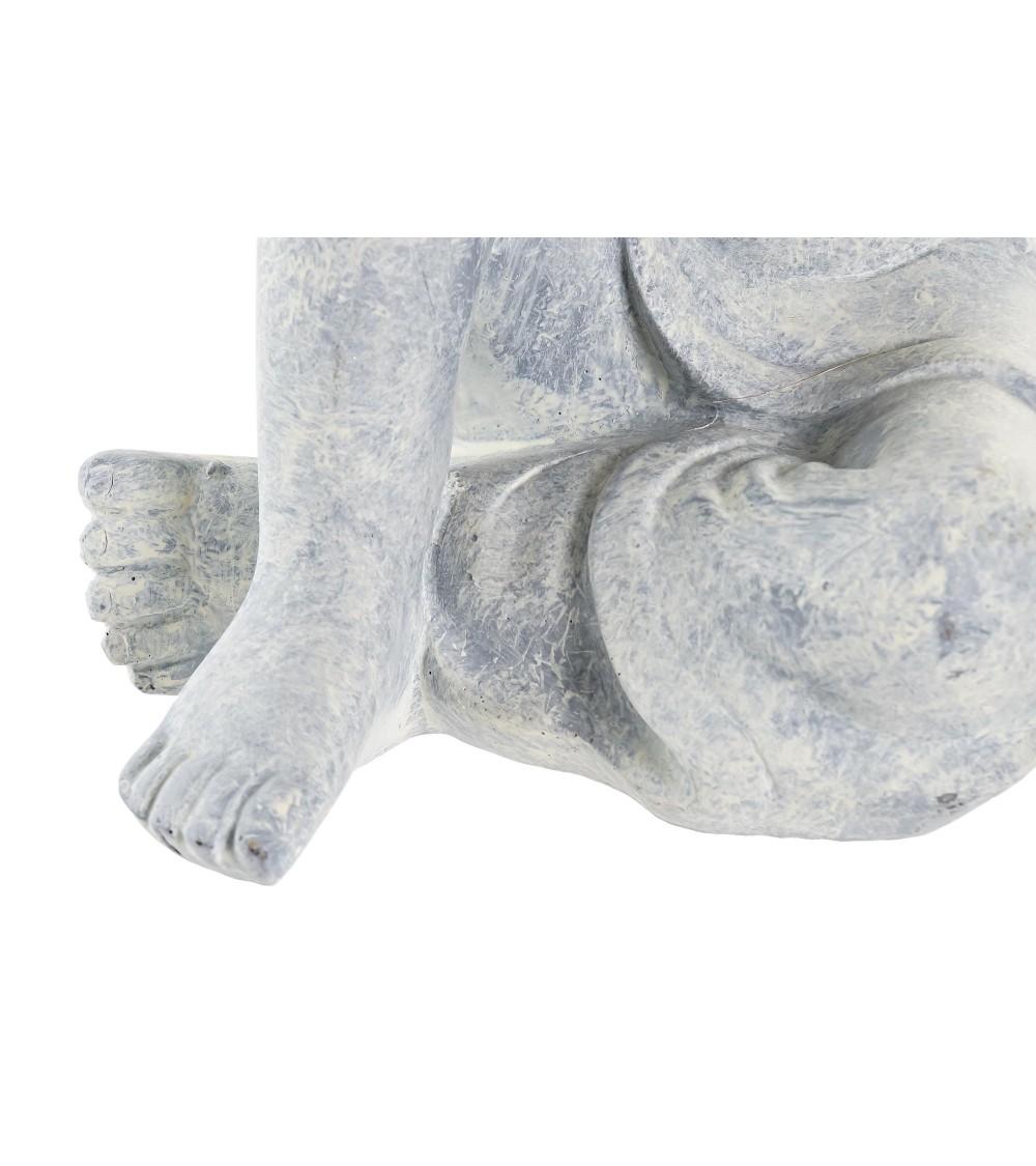 Dcasa Figura Resina Sentado De Buda Gris Para Decoracion De Mesa 18x14x23 Cm