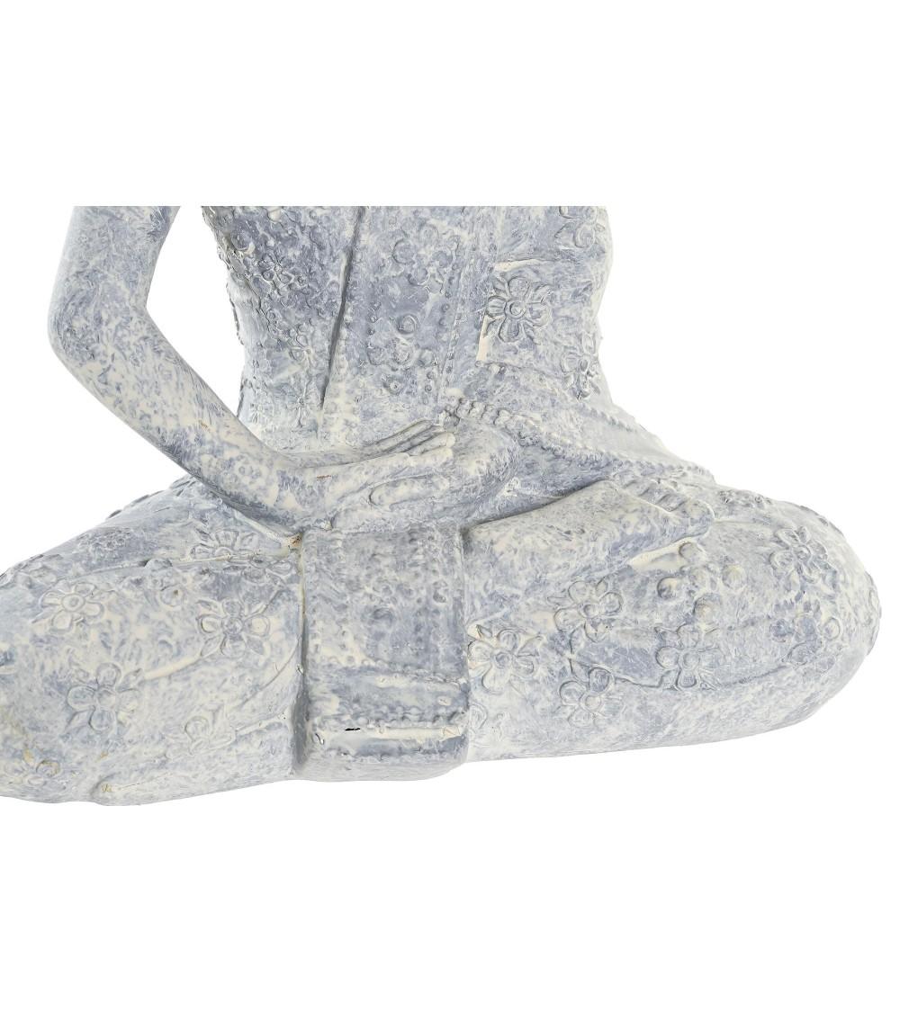 Dcasa Figura Resina Sentado De Buda Gris Para Decoracion De Mesa 15x9x22 Cm